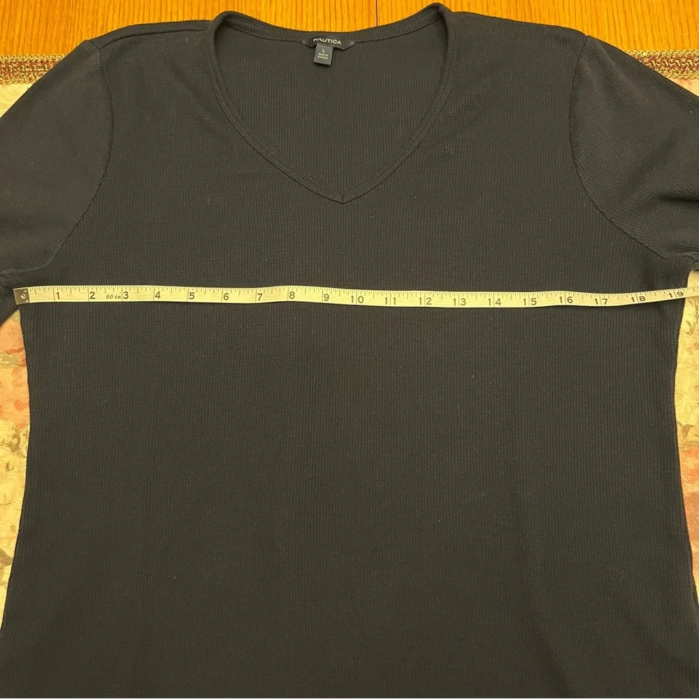2/$30 Nautica Waffle Shirt LG Nautica Waffle Knit Shirt Top 3/4 sleeve NAVY BLUE